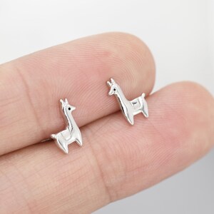 Llama Earrings in Sterling Silver Llama Studs Alpaca
