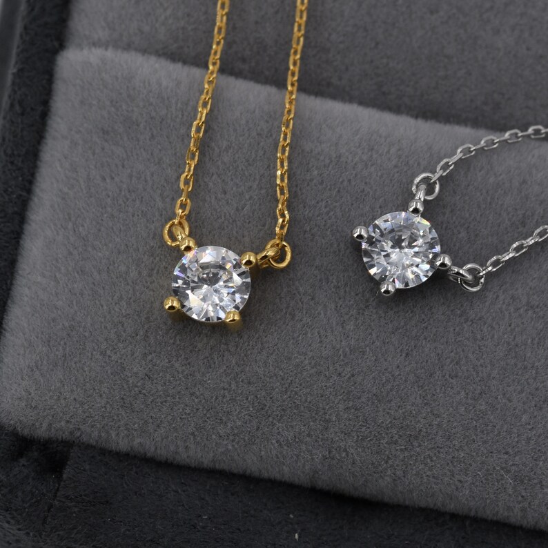 Extra Tiny CZ Necklace in Sterling Silver Silver or Gold - Etsy UK