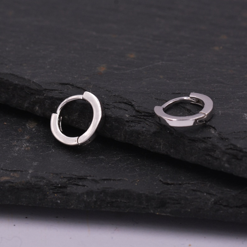 Minimalist Simple Huggie Hoop Earrings in Sterling Silver, Simple Geometric Jewellery image 3