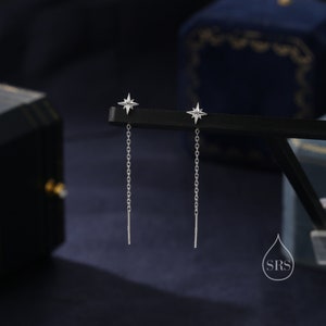 Petites boucles d'oreilles à enfiler étoile CZ en argent sterling, argent ou or, étoile du nord, étoile, boucles d'oreilles