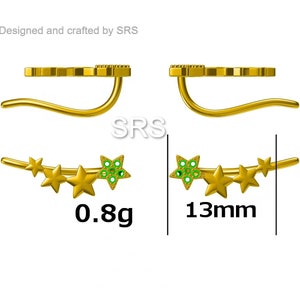 CZ Star Crawler Earrings in Sterling Silver, Silver or Gold, Four Star Earrings, Ear Climbers, Celestial Earrings image 9