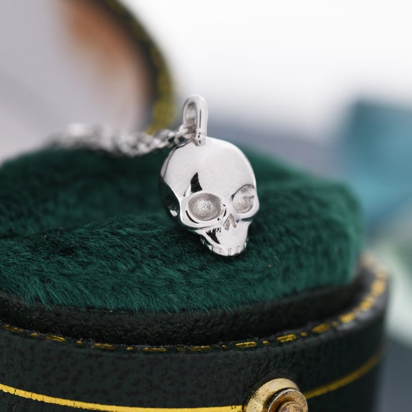 Collier avec pendentif petite tête de mort en argent sterling, très petit pendentif tête de mort, argent ou or