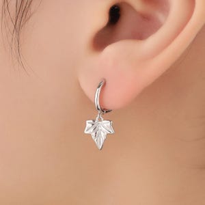 Sterling Silver Ivy Leaf Hoops Earrings, Silver or Gold or Rose Gold, Ivy Leaf Earrings, Leaf Earrings,