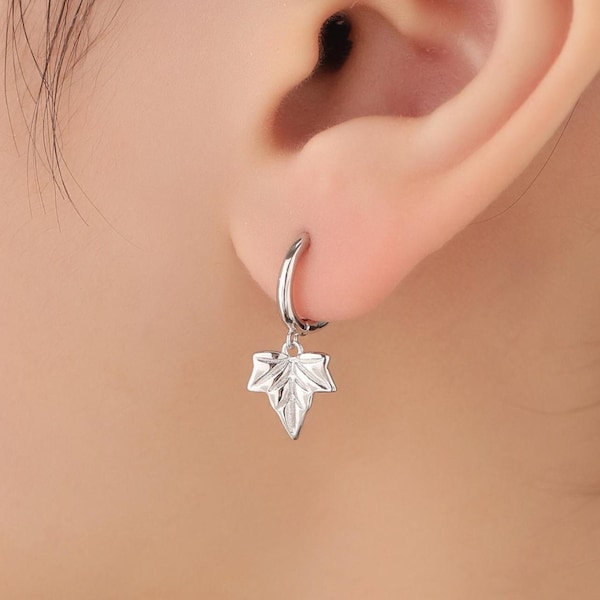 Sterling Silver Ivy Leaf Hoops Earrings, Silver or Gold or Rose Gold, Ivy Leaf Earrings, Leaf Earrings,