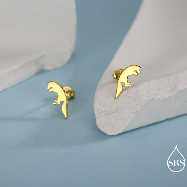 Springende Fuchs-Ohrstecker aus Sterlingsilber, springende Fuchs-Ohrringe, Gold- oder Roségold-Finish, Natur inspirierte Tierohrringe Bild 6