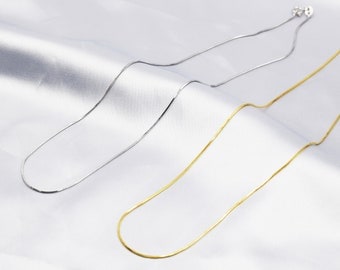 Minimalist Choker Chain in Sterling Silver, Silver or Gold, Plain Snake Chain Necklace, Skinny and Delicate Collar Necklace