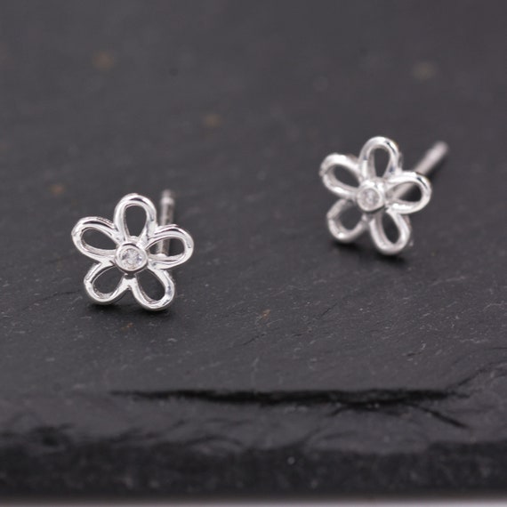 Forget Me Not Aretes Flor Joyería Hecho en Reino Unido Hecho a Mano Regalo Para Mamá