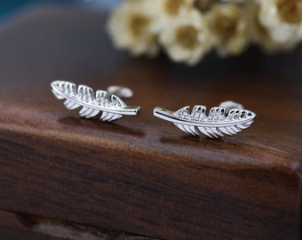 Sterling Silver Dainty Little Feather Stud Earrings - Cute, Fun, Whimsical and Pretty Jewellery