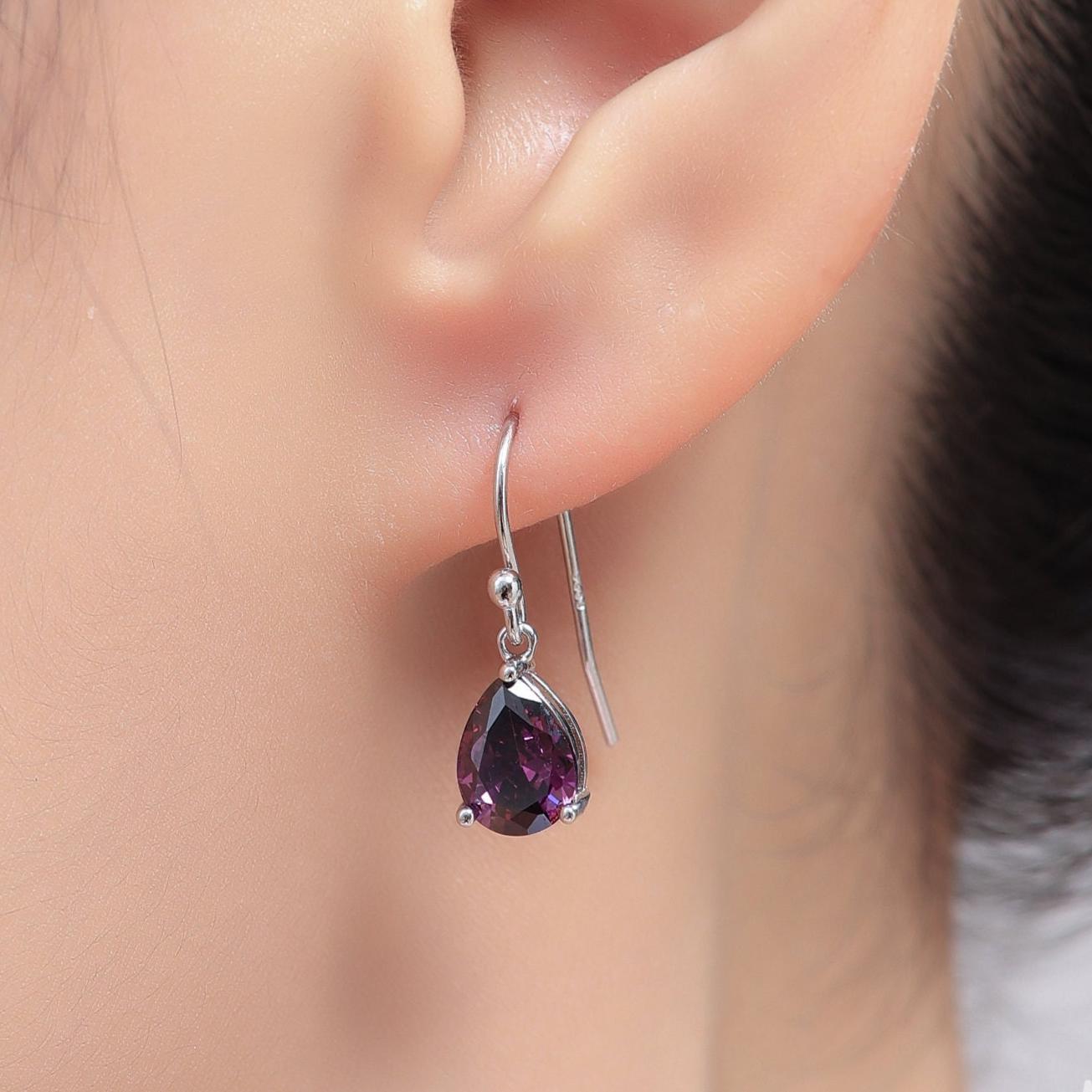 Orecchini viola in argento Sterling 5A ametista zirconia cubica