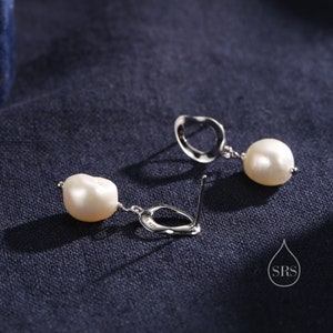 Genuine Fresh Water Pearl Drop Stud Earrings, Baroque Pearl, Sterling silver with 18ct Gold Plating, Contemporary Design image 9