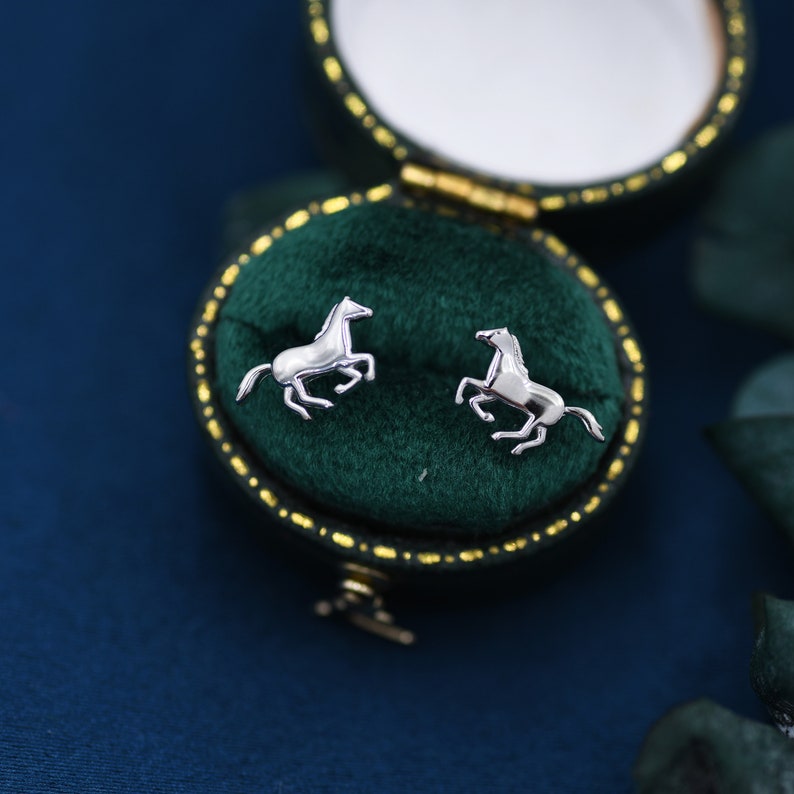 Tiny Little Running Horse Earrings in Sterling Silver, Silver, Horse Lover Earrings, Horse Gift, Horse Jewellery image 3