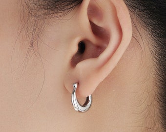 Dikke mollige hoepel oorbellen in sterling zilver, 25 mm hoepels, zilver of goud, bungelende drop oorbellen, lichtgewicht
