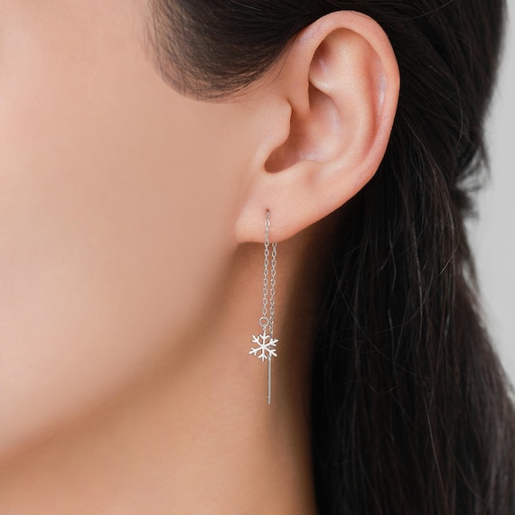Deyanse Orecchini da donna in argento sterling 925, con fiocco di neve, con pietra di luna con zirconi, 10 mm, piccoli orecchini in argento Sterling 925, Zirconia cubica