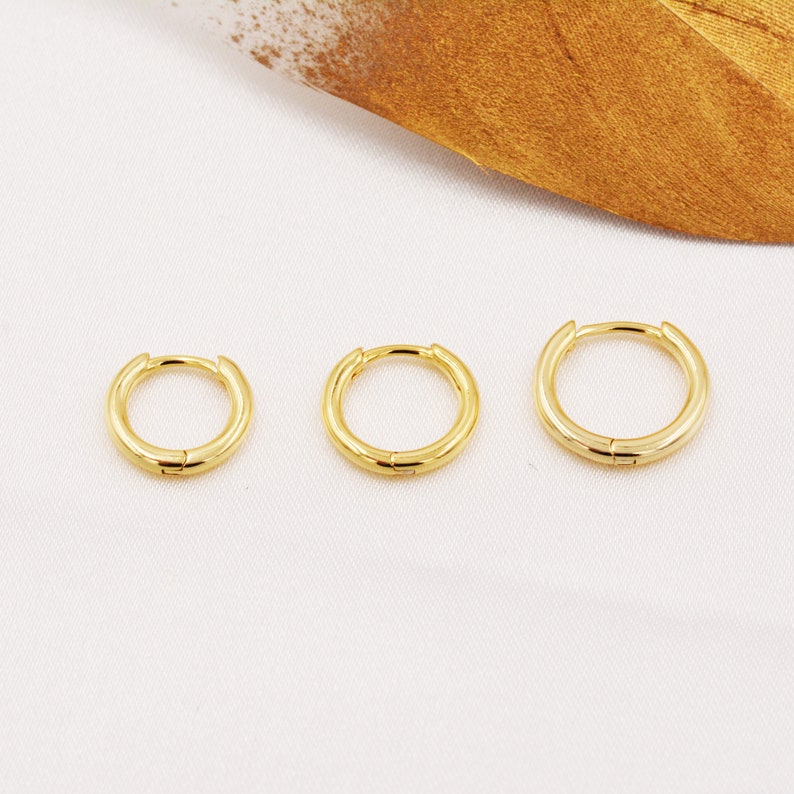 Minimalist Huggie Hoops in Sterling Silver, 7mm, 8mm and 9mm Skinny Hoops, Silver or Gold, Simple Hoop Earrings image 3