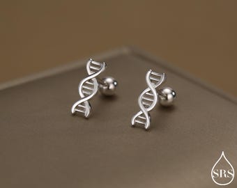 DNA Molecular Structure 18G Screw Back Earrings in Sterling Silver