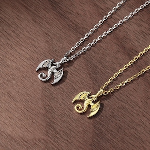 Tiny Dragon Pendant Necklace in Sterling Silver, Dragon Necklace, Small Dragon Pendant, Silver or Gold image 1