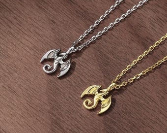 Tiny Dragon Pendant Necklace in Sterling Silver, Dragon Necklace,  Small Dragon Pendant, Silver or Gold