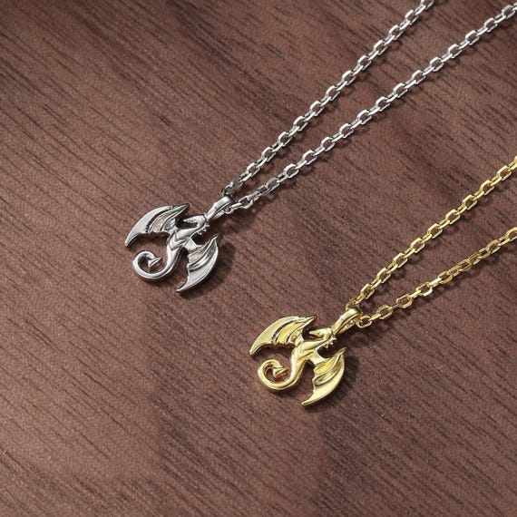 Tiny Dragon Pendant Necklace in Sterling Silver, Dragon Necklace,  Small Dragon Pendant, Silver or Gold