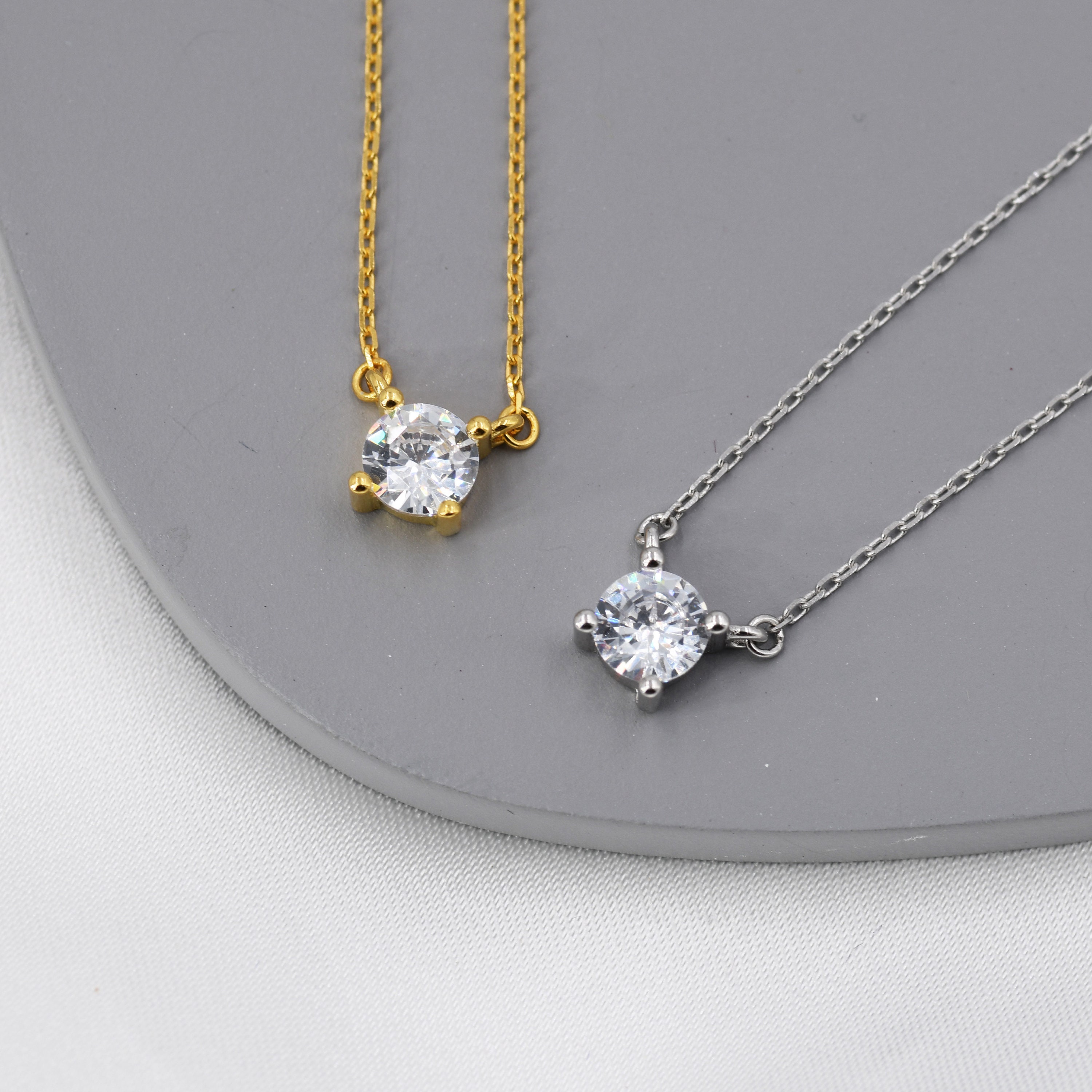 CZ Necklace in Sterling Silver Silver 