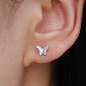 Small Butterfly Stud Earrings in Sterling Silver, Silver, Gold or Rose Gold, Butterfly Earrings, Animal Earrings, Small Butterfly Earrings