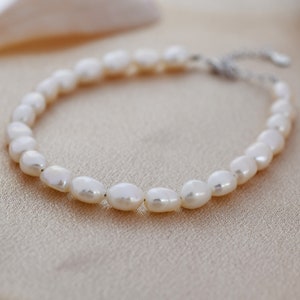 Pulsera de perlas barrocas de plata de ley, plata u oro, perlas genuinas de agua dulce, pulsera de perlas naturales imagen 9