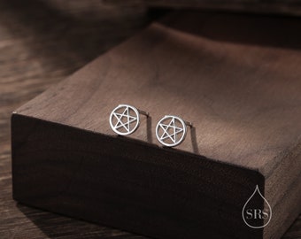 Pentagram Star Stud Earrings in Sterling Silver, Silver, Gold or Rose Gold, Star Earrings