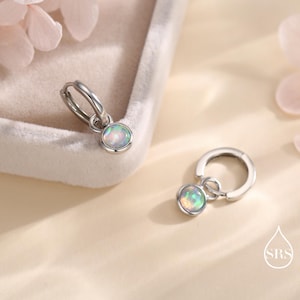 Aros colgantes de ópalo en plata de ley, con dijes desmontables, en plata, oro u oro rosa, intercambiables.