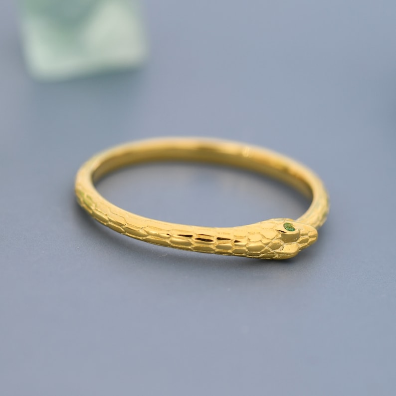 Sterling Silver Ouroboros Snake Ring, Eternity Ring in Sterling Silver, Silver or Gold, Minimalist Stacking Ring US 5 - 8 image 7