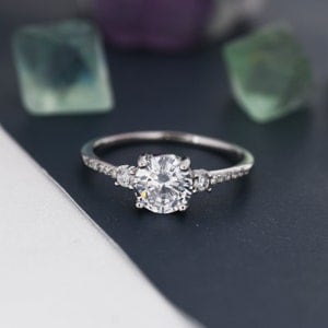 1 Carat CZ  Ring in Sterling Silver, Silver,  Gold or Rose Gold, Diamond Ring,, Engagement Ring, US 5 - 8