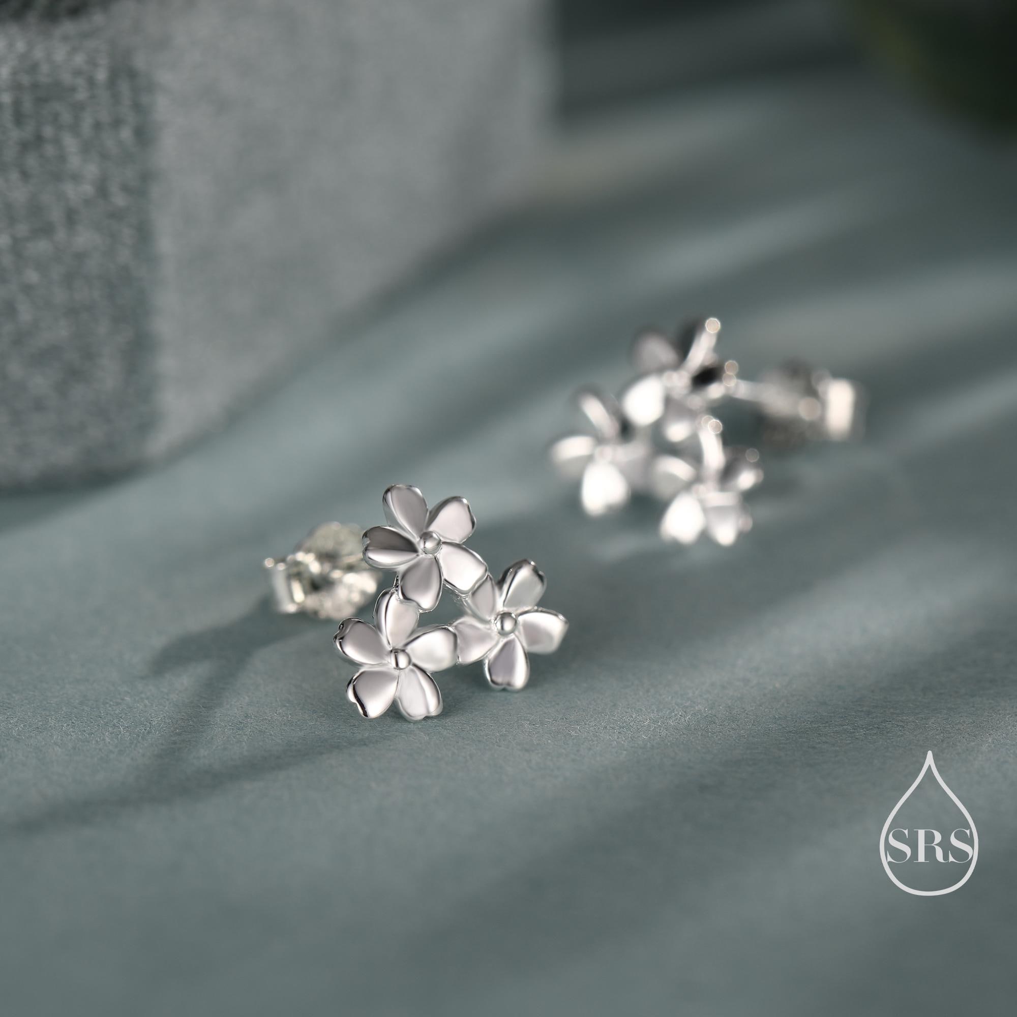 Orecchini A Perno In Argento S925 Bicolore &ndash; Fiore Rosa, Argento E Oro