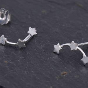 Tiny Star Trio Constellation Sterling Silver Dainty Stud Earrings, Available in Gold, Rose Gold and Silver, Tiny Star crawlers image 3