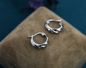 Croissant Hoop Earrings in Sterling Silver, Silver or Gold, Twist Hoop Earrings, Simple Braided Hoop Earrings 10mm Inner Diameter