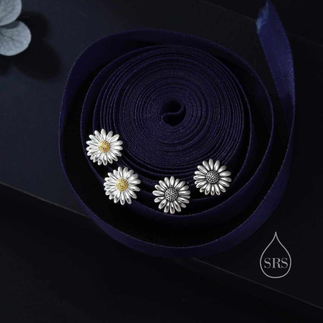 Women Girl Silver Daisy Flowers After Hanging Double Stud - Foto 7