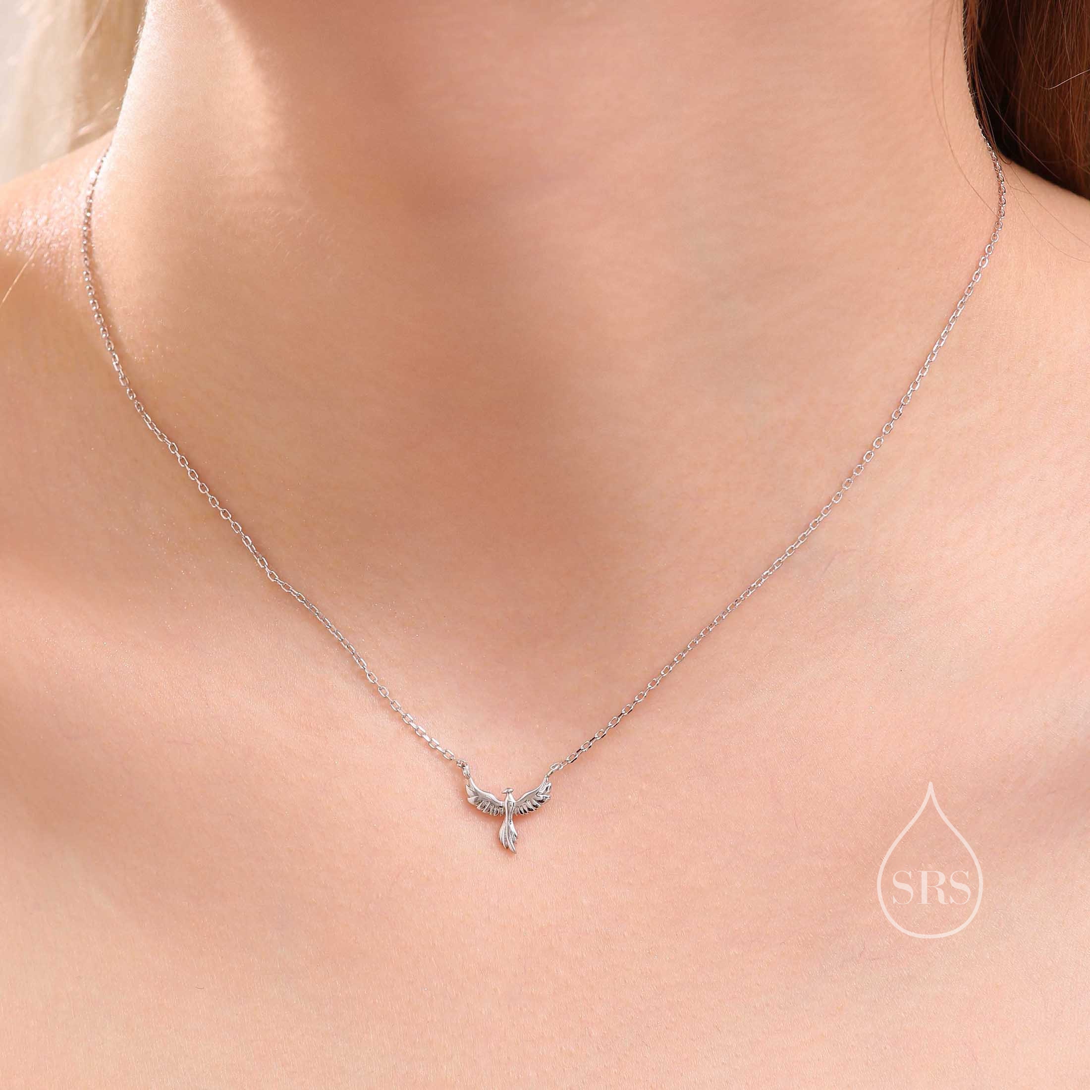 Collana in argento sterling con fenice: ciondolo a forma di uccello in zircone - Italia