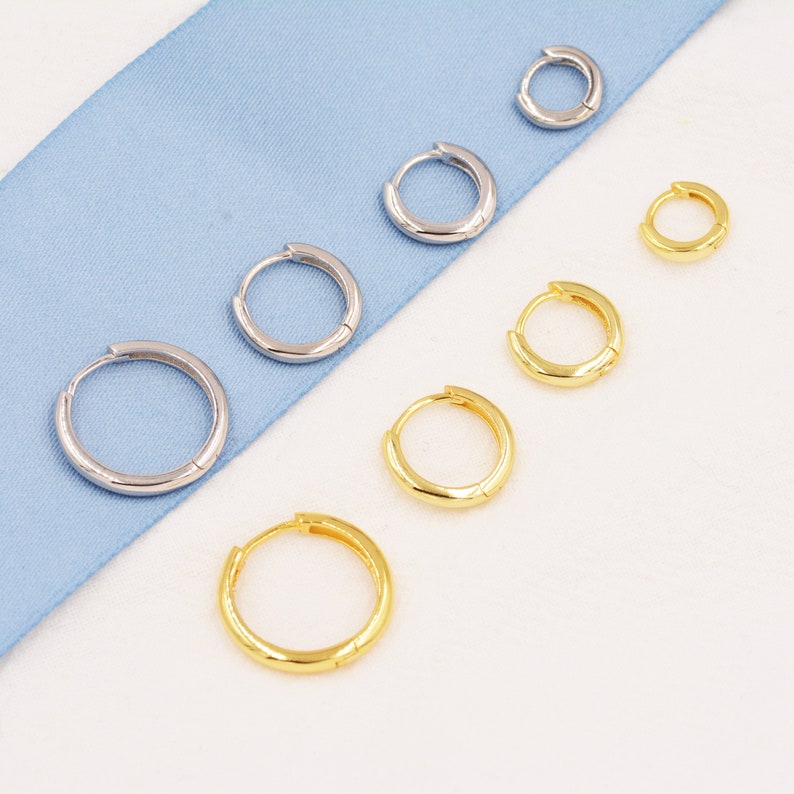 Minimalist Huggie Hoop Earrings in Sterling Silver, 6mm to 18mm Hoops, Various Sizes, Skinny Hoops, Silver or Gold, Simple Hoop Earrings image 9