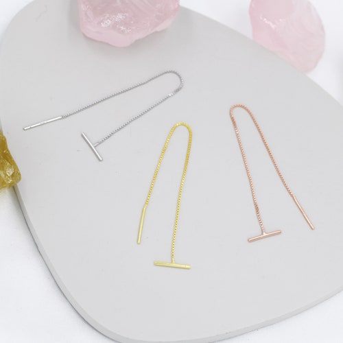 Sterling Silver Minimalist Wave Ear Wire Threader Earrings - Etsy