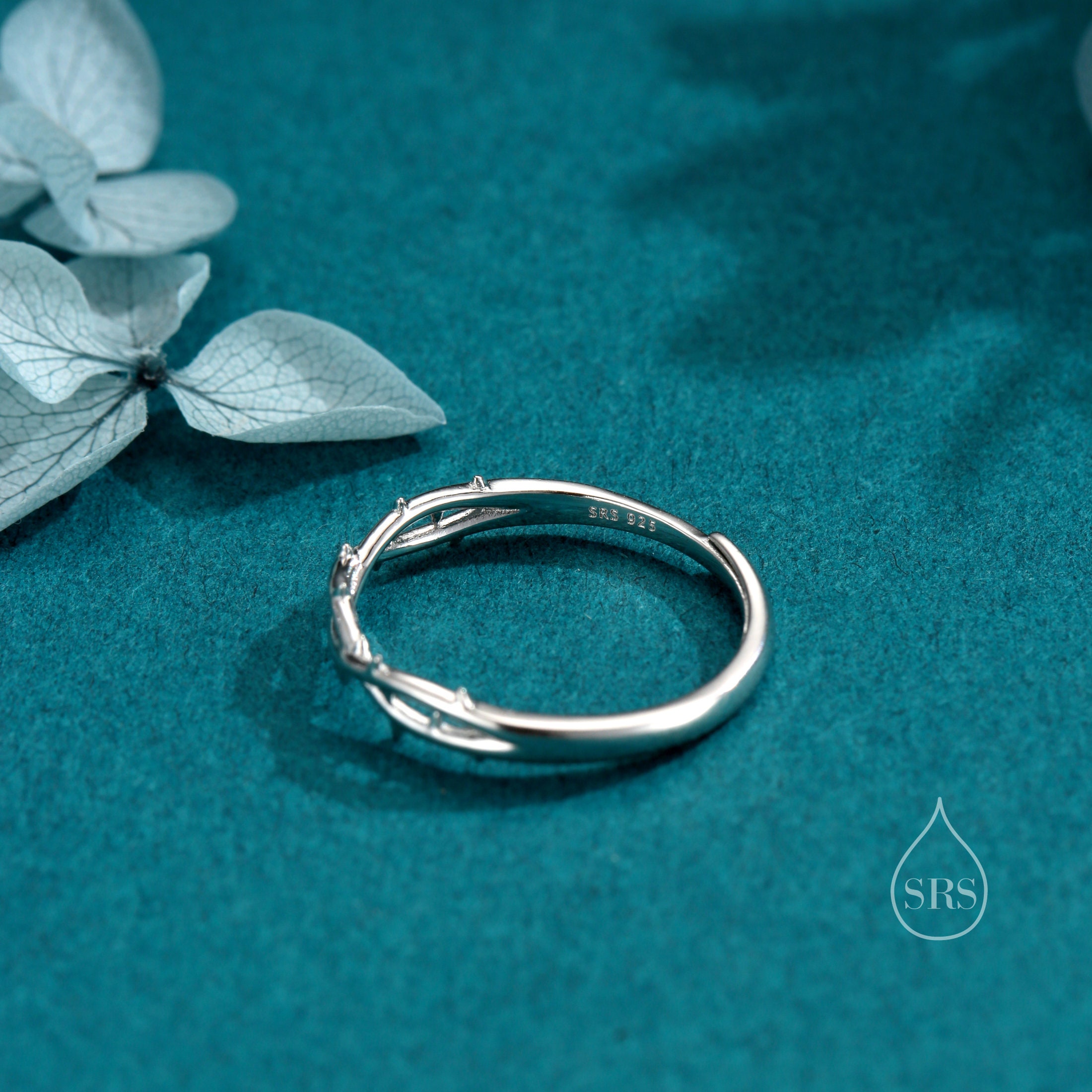 Eternity Thorn Tree Vine Branch Ring – .925 Sterling Silver Band – Sizes 4-10