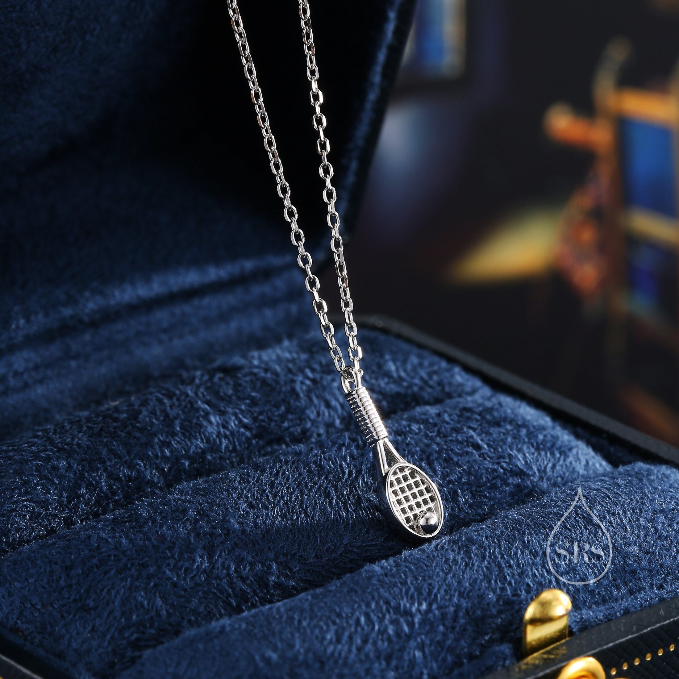 Collier Pendentif Raquette De Tennis En Argent Sterling - Gravure "Never Give Up", Cadeau Idéal Pour Les Amatrices De Tennis