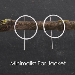 Belles grandes boucles d'oreilles circulaires en argent sterling, argent, or ou or rose, design géométrique minimaliste, géométrie circulaire ouverte