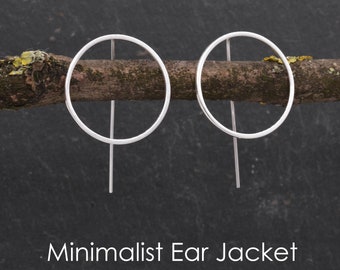 Hermosos aretes grandes de círculo en plata de ley, plata, oro u oro rosa, diseño geométrico minimalista, geometría de círculo abierto.