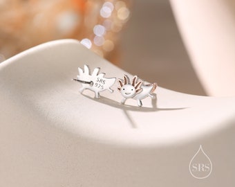 Orecchini Axolotl In Argento 925 – Gioielli A Forma Di Animale Marino, Ipoallergenici, Regalo Carino Per Ragazze