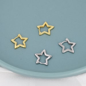 Star Huggie Hoop in Sterling Silver, Silver or Gold, Fun Star Hoop Earrings, Star Earrings image 5