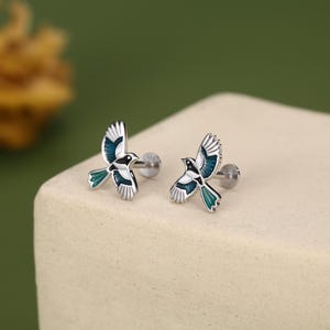 Örhängen i sterlingsilver med emalj, 16G, platt baksida