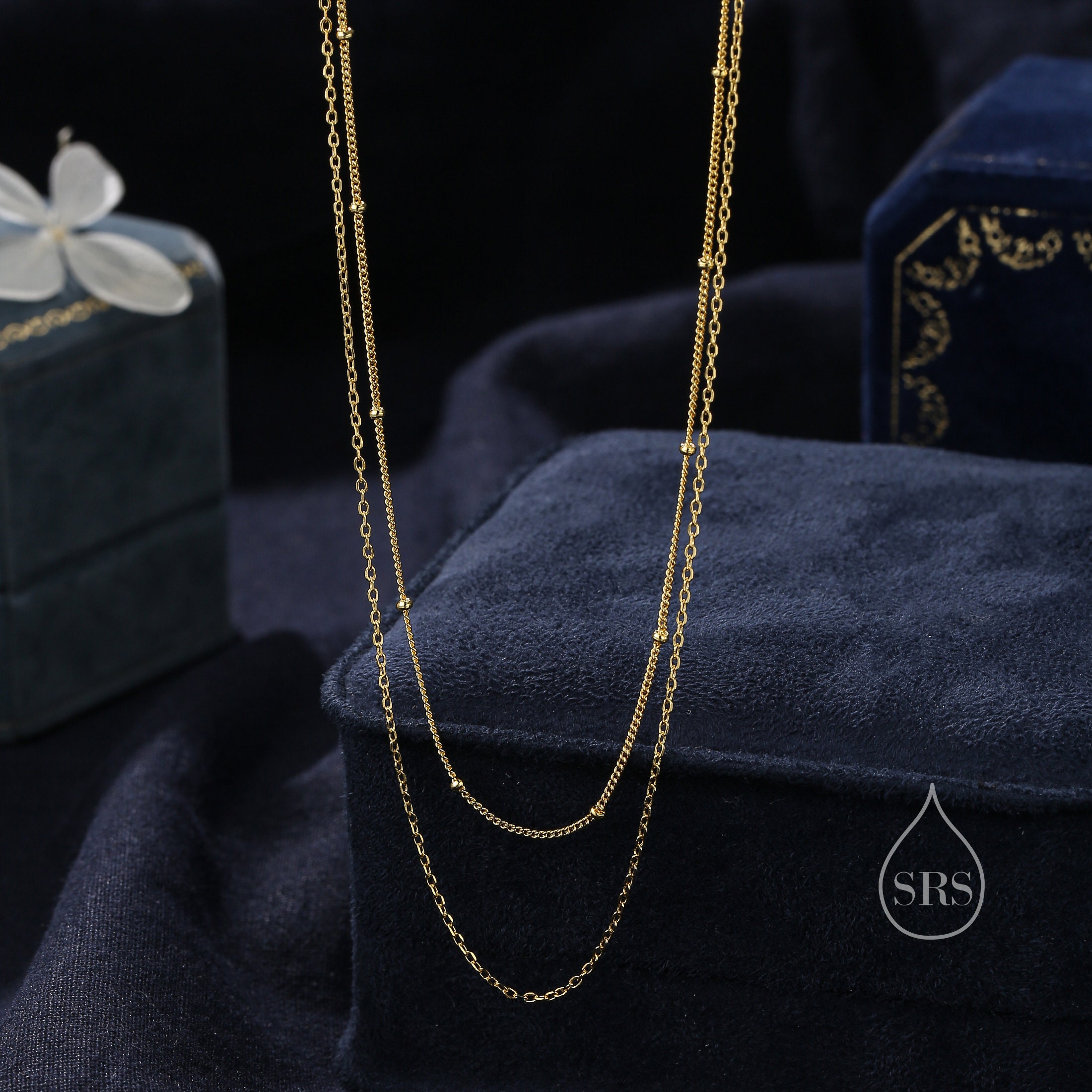 Double Layer Necklace in Sterling Silver With Satellite