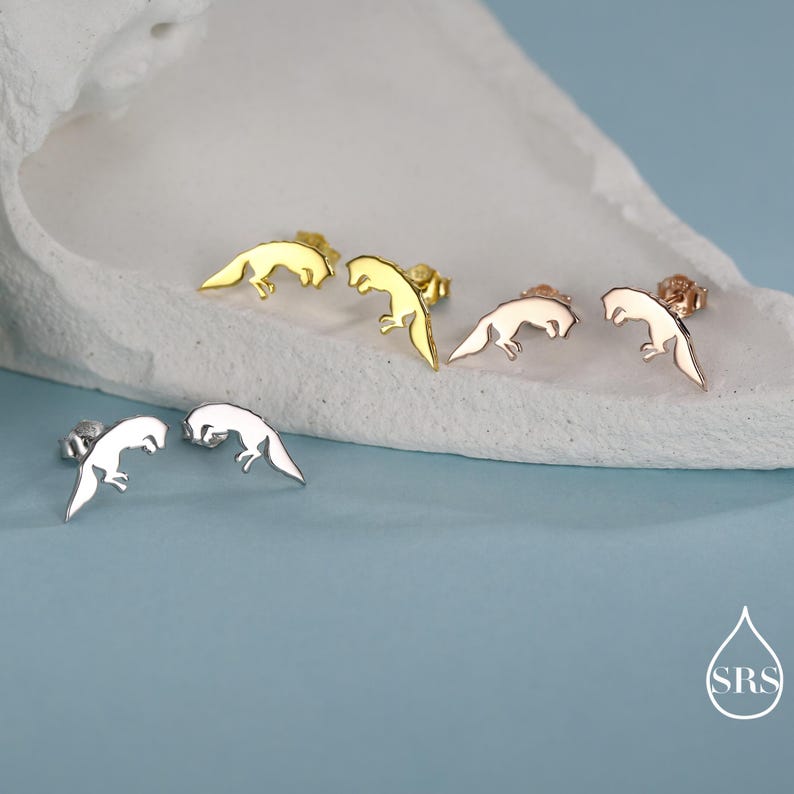 Springende Fuchs-Ohrstecker aus Sterlingsilber, springende Fuchs-Ohrringe, Gold- oder Roségold-Finish, Natur inspirierte Tierohrringe Bild 7