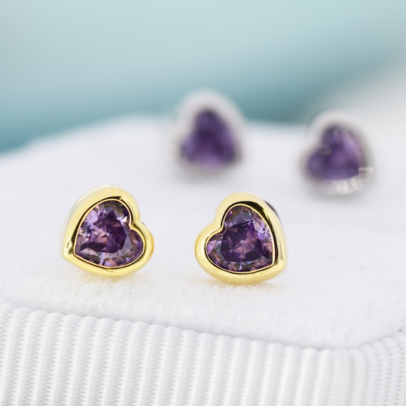 Amethyst Sterling Silver Stud Earrings - 2 Sizes Available Amethyst Sterling Silver Stud Earrings - 2 Sizes Available