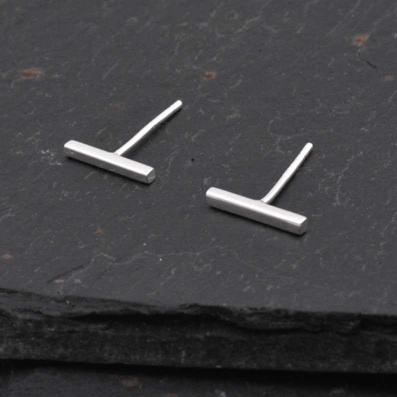 Sterling Silver Minimalist Bar Stud Earrings Geometric Jewellery C7