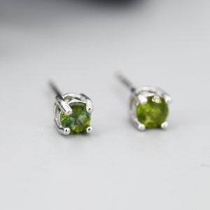 Natural Raw Tourmaline Stone Stud Earrings in Sterling Silver Genuine Tourmaline Crystal Stud Earrings Green Tourmaline image 4