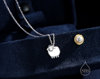 Fluffy Sheep Pendant Necklace in Sterling Silver, Silver, Gold or Rose Gold, Silver Sheep Necklace, Sheep Necklace