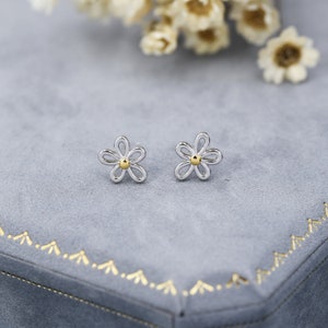 Dainty Forget-me-not Flower Stud Earrings in Sterling Silver Floral Blossom Flower Stud Earrings Nature Inspired image 4